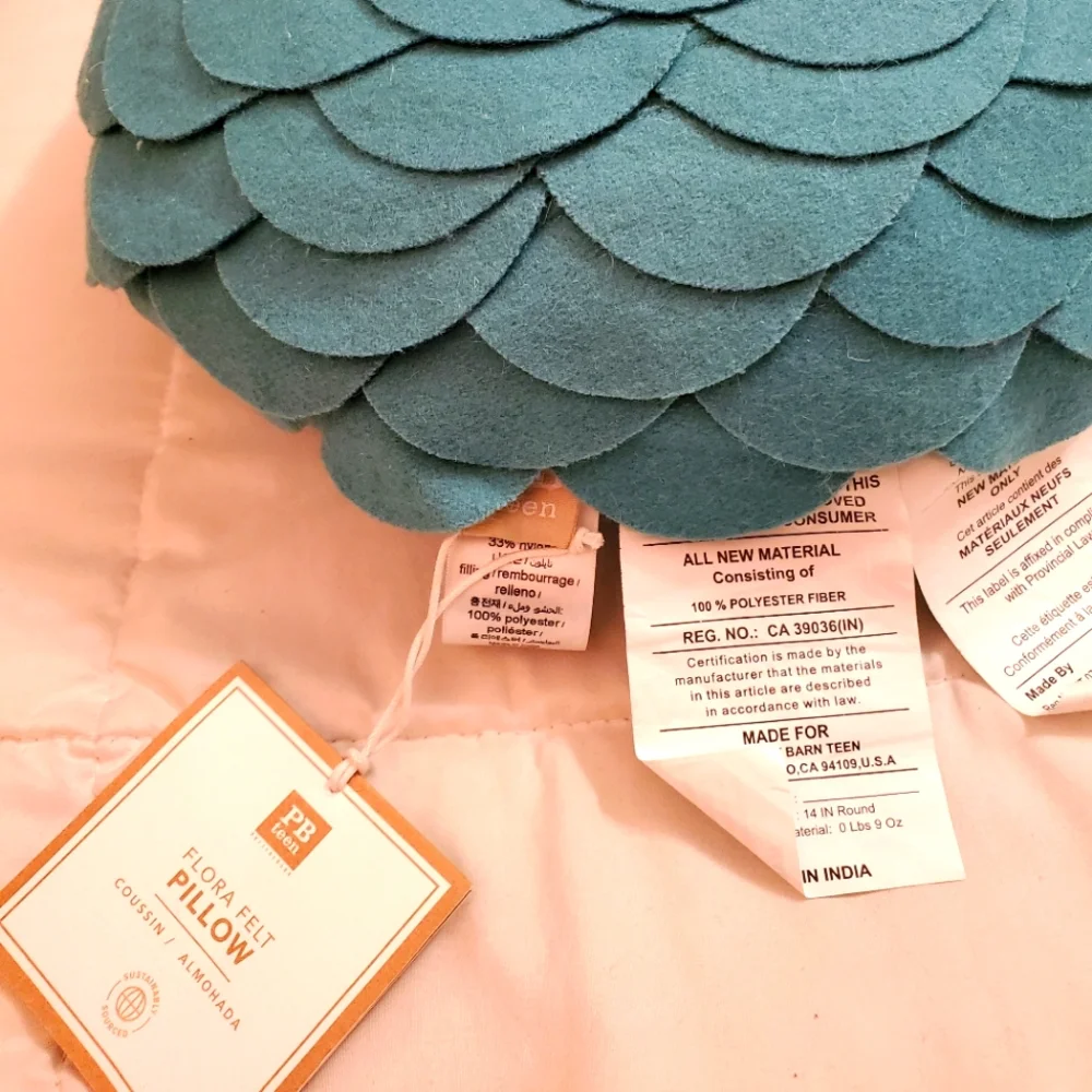 Pottery Barn Teen Flora Felt Pillow - Pool (teal)